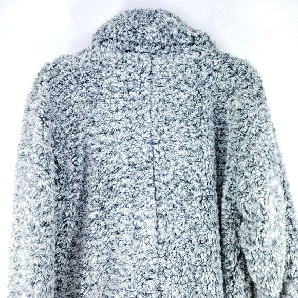 Lucky Brand Shearling Snap Button Coat Women's Size Large Black White - Picture 4 of 7